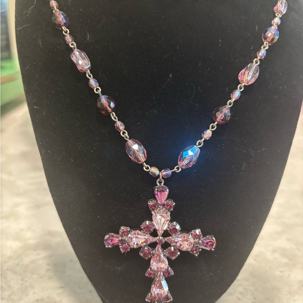 Nicky Butler Beaded Crystal Cross Double Strand Necklace